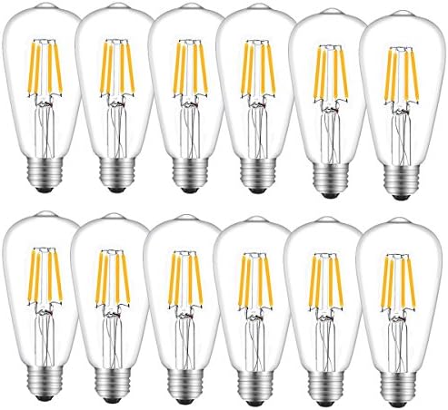 INNOCCY E27 Vintage LED Edison ST58 4W 450 Lumens Dimmable 2700K SoftWarm Antique LED Filament Light Bulb, Pack of 12