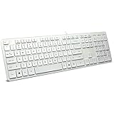 BFRIENDit Wired USB Keyboard , Comfortable Quiet Chocolate Keys , Durable Ultra-Slim Wired Computer Keyboard For PC , Windows 10 / 8 / 7 / Vista , KB1430 - White