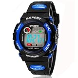 SYNOKE Unisex Kids Student Watches Fashion Sports Watches with Alarm Chronograph Long lasting battery Calendar Noctilucen Wristband Digital Watches (Blue)
