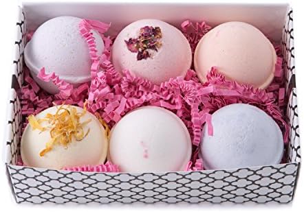 Bath Bomb Gift Set w/ Rose, Lilac, Gardenia, Violet, Freesia &amp; Orange Blossom Scented Fizzies Bath Balls | Set of 6, Handmade in USA From Melrose Soaps