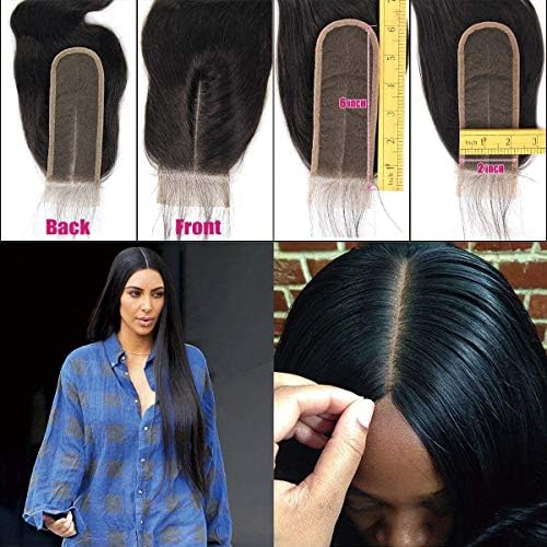 2x6 Lace Closure Straight with Baby Hair Long Middle Part Way Brazilian Virgin Human Hair Natural Color(10 inch)