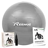 REEHUT Anti-Burst Core Exercise Ball w/Pump & Manual for Yoga, Workout, Fitness (Grey, 75cm)