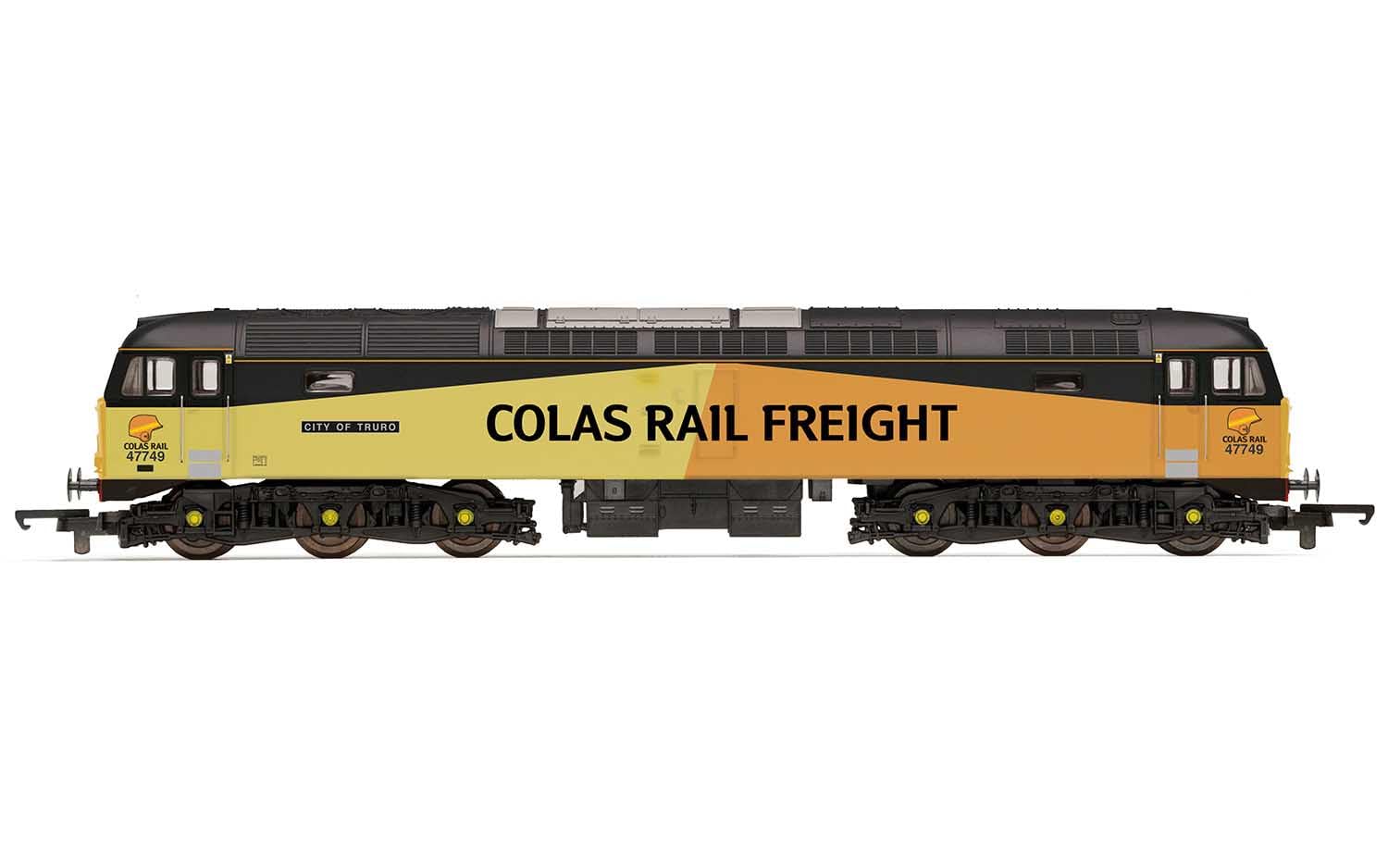 Hornby R30045 Colas Rail, Class 47, Co, 47749 'City of Turo' Railroad Locomotives, Yellow