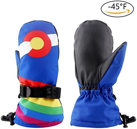 Ski Gloves, waterproof windproof Snow Gloves Mittens for Boys for Outdoor Cycling Snowboard Snowmobile Hiking Mountain Climbing (blue, S)