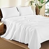 Shilucheng 100% Cotton Queen Size Sheets Set - 1500 Thread Count,Luxury Egyptian Cotton Bed Sheets,5-Star Hotel Quality Sheets, Breathable & Cooling, 16 Inch Deep Pocket - 4 Piece (White)
