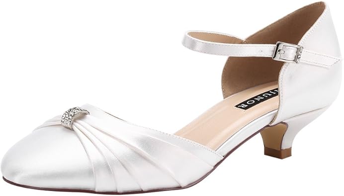 Amazon Com Erijunor Women Comfort Low Kitten Heel Buckle Ankle