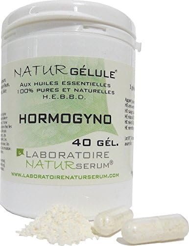 HORMOGYNO NATURGELULE - Hot flushes - Menopause - 40 vegetarian capsules with pure and natural essential oils H.E.B.B.D. from organic farming