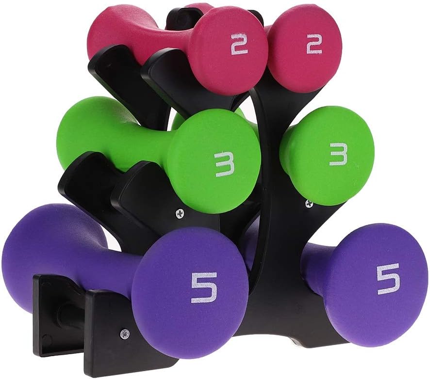 Aosiyp Hand Weights Set,6pcs Hand Fitness Weights Gym Weights Set Holder Rack 2lb 3lb 5lb Bodybuilding Barbell Set Women Exercise Equipment