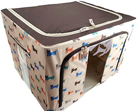 SHICK Medium Lidded Storage Bin, Dogs, 15.5 By 20 By 13.4 Inches (Beige)