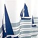 Eforcurtain Beach Pattern Waterproof Shower Curtain with Hooks Multi-Colored (White/Navy) (72-Inch by 72-Inch)