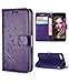 iPhone 8 Case,iPhone 7 Wallet Case, FLYEE Flip Case Wallet Leather [kickstand] Emboss Butterfly Flower Folio Magnetic Protective Cover with Card Slots for Apple iPhone8 iPone7 Purple