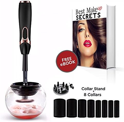 Makeup Brush Spinner Cleaner Kit - 3 Second Dry, FREE E-Book, Helps Prevent Breakout, Washer, Brushes, Oval, Set, Spray, Travel, Small, Women,Holder, Machine, Foundation, Eye,