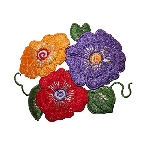 ID 6834 Multi Color Hibiscus Flower Patch Tropical Embroidered Iron On Applique