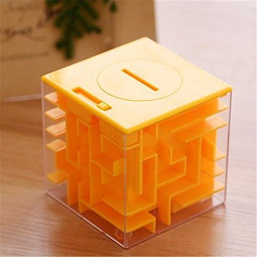 Goodplay 3D Money Box Creative Labyrinth Piggy Bank, Money Maze Cube Bank, Maze Puzzle Box Unique Brain Teaser Puzzles Games Gift for Kids and Adults (Yellow)