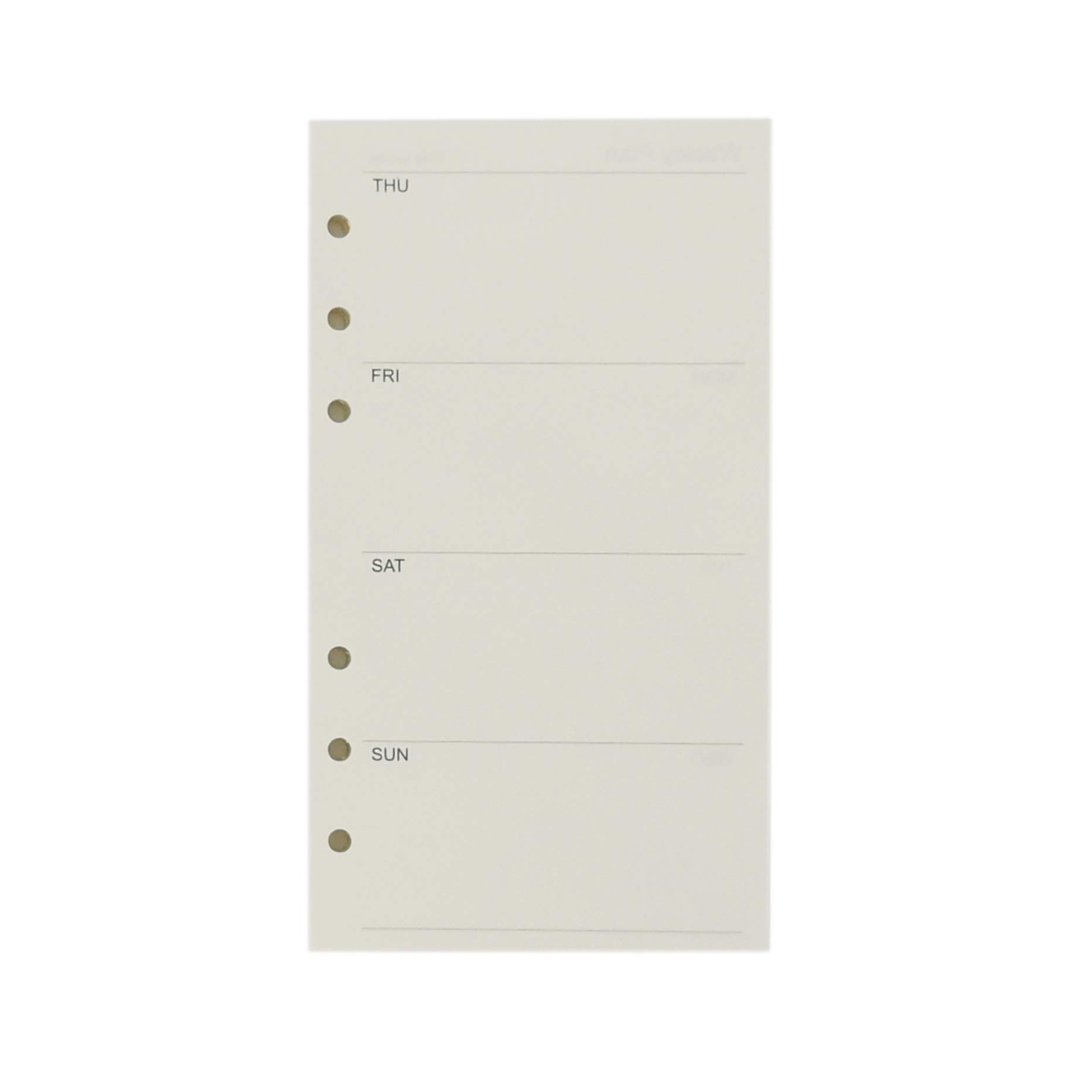 A6 6-Holes Cover Round Ring View Binder File Folder for Loose Leaf Sheet Protectors (A6 Weekly Plan Refill Paper, 1 Package)