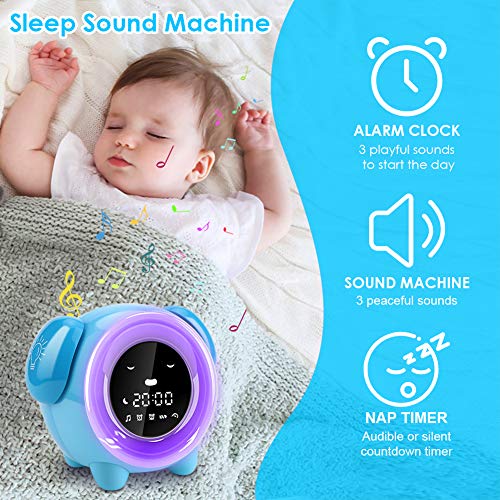 KNGUVTH Kids Alarm Clock, Updated Version Sleep Training Kids Clock