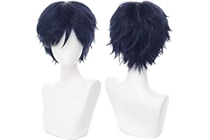 COSPLAZA Cosplay Wig Short Dark Blue Heat Resistant Anime Full Hair With Cap