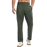 baleaf Men's Fleece Lined Pants Waterproof Sweatpants with 3 Pockets Open Bottom Winter Thermal Athletic Pants