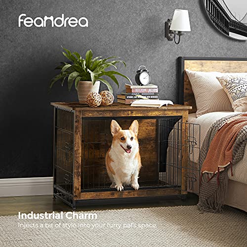 FEANDREA Wooden Dog Crate, Indoor Pet Crate End Table, Dog Furniture