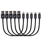 VOKOO SWEET-77 Short Lightning Cable [5 Pack 8 inch], Sturdy Nylon Braided Lightning to USB Charging Cords for iPhone 7, iPhone 6, iPad, iPod and other Apple devices - Black