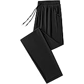ANUFER Mens Summer Thin Stretchy Sweatpants Jogging Bottoms with Zip Pockets Lightweight Casual Trousers