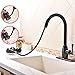 VAPSINT® Traditional Style Solid Brass Single Handle Stainless Steel Pull-Down Pull Out Sprayer Oil Rubbed Bronze Kitchen Faucet, Including Deck Plate for One or Three Hole Bar Faucet