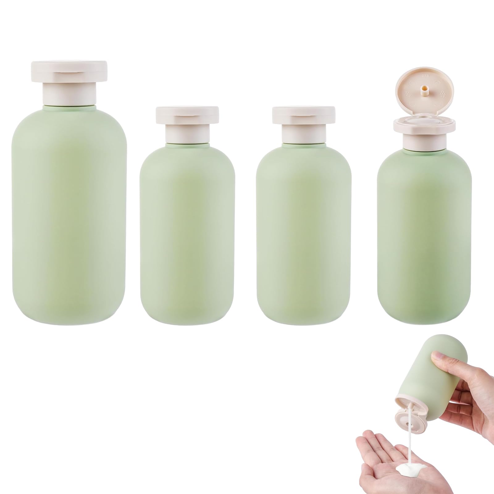 4pcs Flip Cap Shampoo Shower Gel Bottles,Empty Refillable Travel Size Bottles Sub Package Squeeze Bottles for Travel Lotion Shampoo Body Wash travel shampoo bottles(100ml *3+200ml*1)