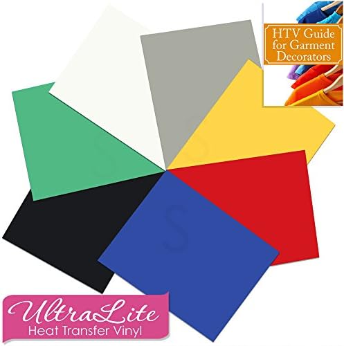 Ultralite Heat Transfer Vinyl by Siser Starter Pack - 7 Sheets -THINNER Than Siser EASYWEED! + HTV Garment Guide