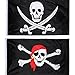 Hestya Jolly Roger Flag Pirate Skull Flag for Pirate Party Halloween Decoration Birthday Gift Pirate Day Christmas Gift, 3 by 5 Feet (Skull and Red Scarf, 2 Pieces)
