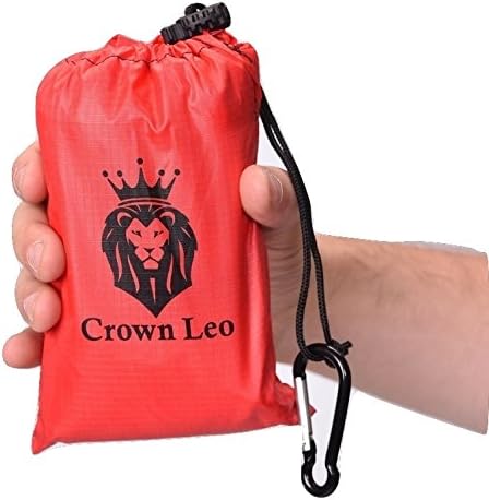 Premium Pocket Blanket- 60”x55” Compact Waterproof Outdoor Blanket for Hiking, Camping, Beach, Picnics- Lightweight, Sand Proof Tarp Material for Travel- Corner Pockets with Free Carabiner and Pouch …