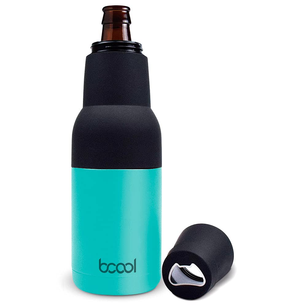 Bcool Beer Cooler with Bottle Opener, Stainless Steel Beer and Soda Can Bottle Cooler, Drink Carrier, Can and Bottle Sleeve Helps Keep Drink Cold (Turquoise)
