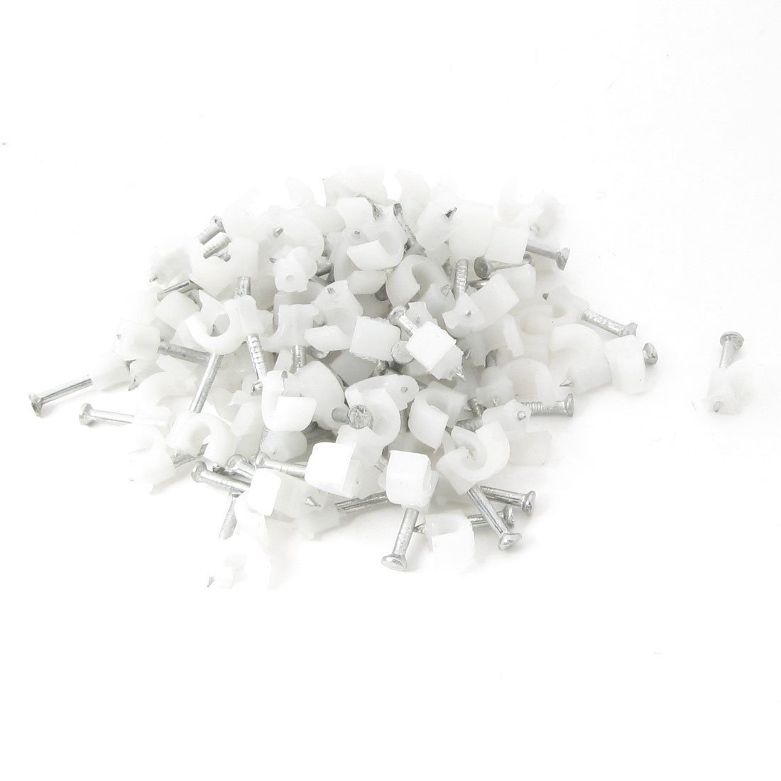 Sourcingmap 86 Pcs 0.16" Diameter Electric Cable Plastic Circle Nail Clips