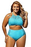 EVALESS Womens Plus Size Sheer Mesh Padded Push Up Bikini Set Swimsuit Swimwear