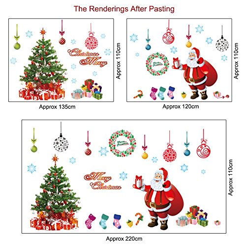 LAPOND Christmas Wall Decals Window Stickers Santa Claus Removable Christmas Tree DIY Wall Window Door Mural Shop Decal Sticker for Holiday and Party(2 PCS) - Thumbnail 3