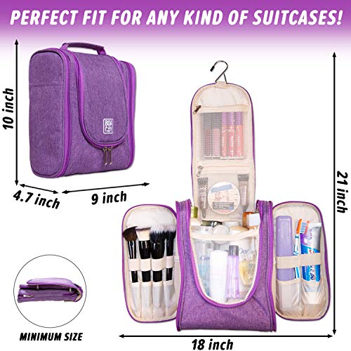 Boacay Premium Hanging Travel Toiletry Bag for Women and Men | Hygiene Bag | Bathroom and Shower Organizer Kit with Elastic Band Holders for Toiletries, Cosmetics, Makeup, Brushes - Thumbnail 4