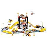 Kid Track Playset Acekid Children Solt Car City Construction Parking Garage Playset with 3 Vehicles and 1 Plane Car Playset