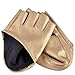 Fashion Ladies Faux PU Leather Half Finger Half Palm Gloves Mitten (Golden)