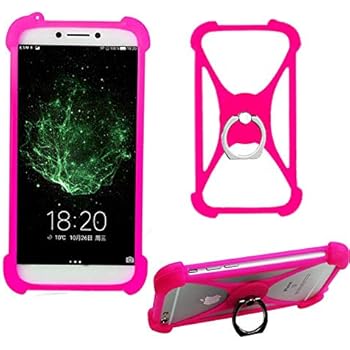 Universal Case for BLU G5 Plus G6 G8 / Vivo X5 XL5 Silicone Bumper Case 360° Rotate Ring Grip Case Shockproof Protective Back Cover for Doro 8080(Rose with Ring)