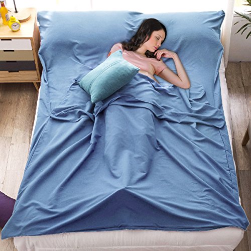 JUISEE Sleeping Bag Liner Lightweight Portable Sleeping Sheet Dirt-Proof Compact Travel Camping Sheet for Outdoor Travel Hiking Hotels Picnics (Blue, 83x46'')