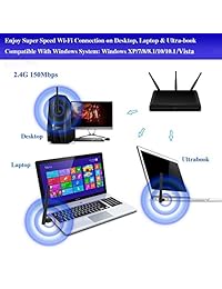 Adaptador USB WiFi Bluetooth, Tarjeta LAN inalámbrica WiFi Dongle Network 150Mbps y Receptor Bluetooth con Antena Externa para Escritorio Portátil PC