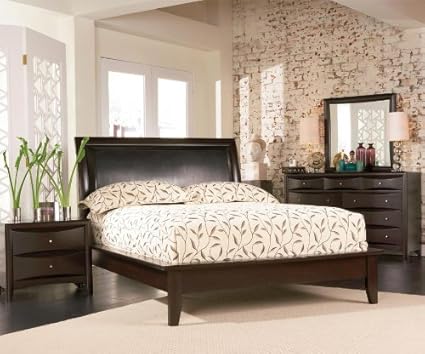 4pc Full Size Platform Bedroom Set In Cappuccino Finish