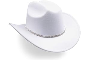 Quxyxso Western Cowboy Hat for Women Men Small Short Wide Brim Beach Cowgirls Cattleman Cowboys Hats White