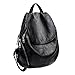UTO Women Backpack Purse PU Washed Leather Large Capacity Ladies Rucksack Shoulder Bag Black