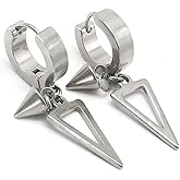 ANDPAI Punk Triangle 316L Stainless Steel Hoop Dangle Drop Earrings Small Black Kpop Stainless Steel Geometry Huggie Hoop Earrings for Men Women Boy Statement Personalized Jewelry Gifts