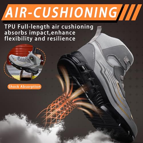 COOU Safety Boots for Men Women Lightweight Safety Shoes with Breathable Steel Toe Comfortable Non-Slip Work Boots