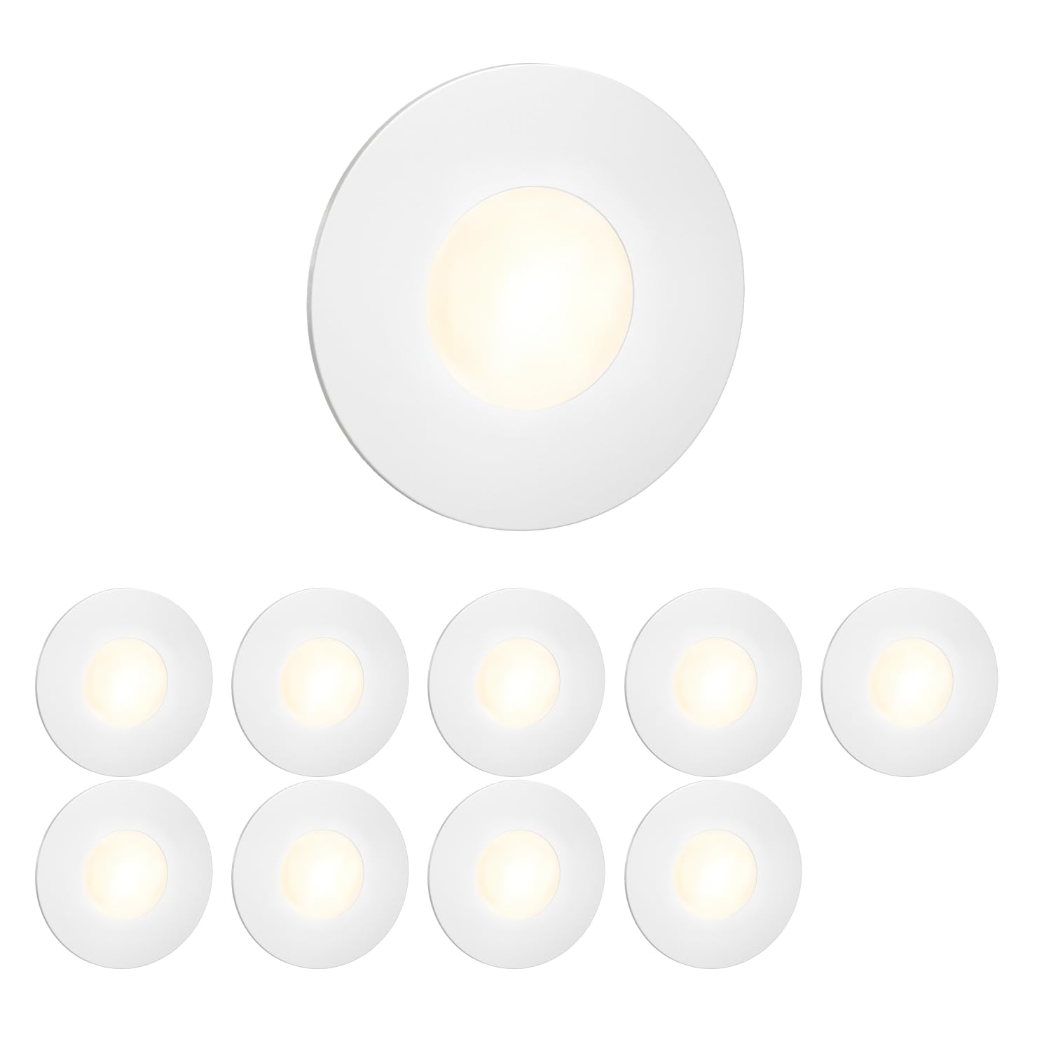 ledscom.de 10 LED Staircase Light/recessed wall Light FEX for Indoor and Outdoor use, Round, 85mm Ø, Warm White
