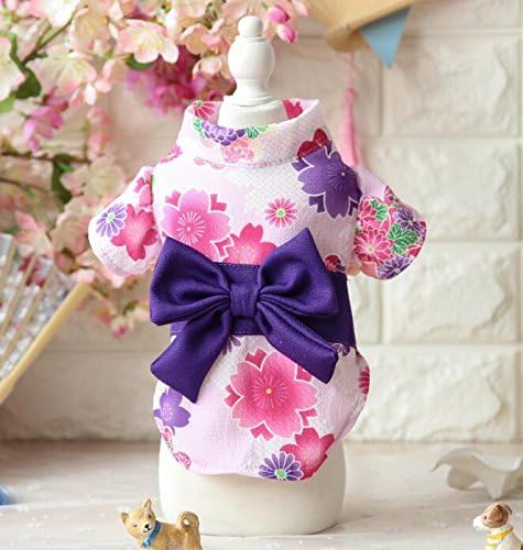 ZHJZ Nice Pet Clothing Japanese Sakura Kimono Cat Dog Clothes Pink S