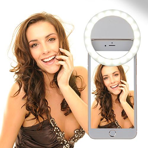YELIN Selfie Light Ultrathin 40 LED Selfie Ring Light Supplementary Lighting 16 Adjustable Lights Clip on Light for iPhone Samsung Make up Light for Girls (White)