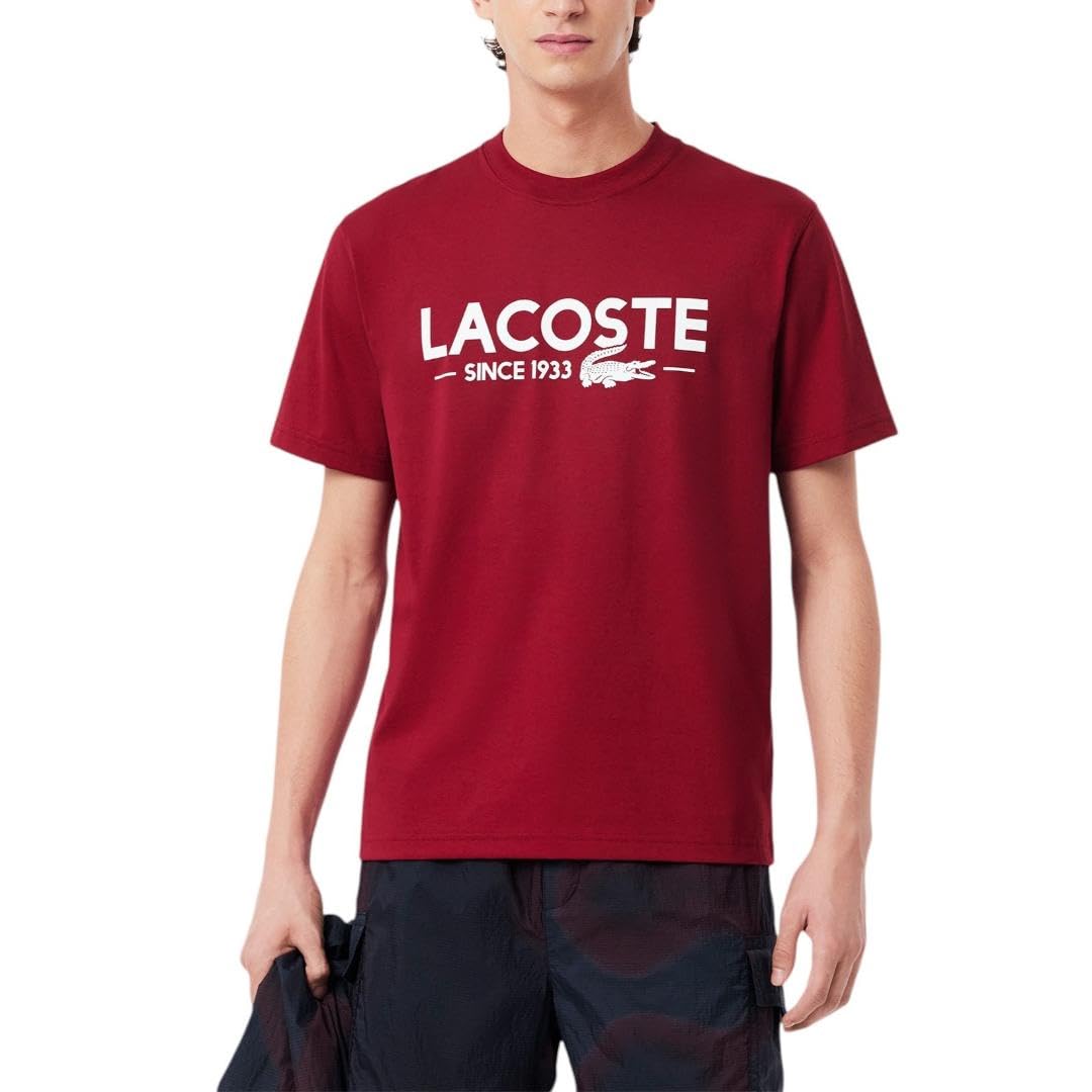 Lacoste Men’s Classic Fit Cotton Jersey T-Shirt, Wine Red, Medium