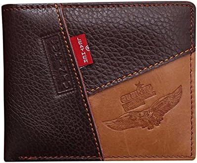 YCXZTC Men's Wallets Leather Bifold Wallet Credit/ID Card Holder Slim Full-Grain Leather Coin Purse (l 11.5cm, w 9.5cm, t 2.5cm, Brown)